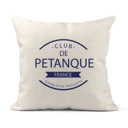 Housse de coussin - Lin - Décoration - imprimé citation humour citation Sport club de pétanque