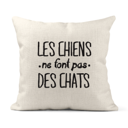 Housse de coussin - Lin - Décoration - imprimé Les chiens ne font pas des chats