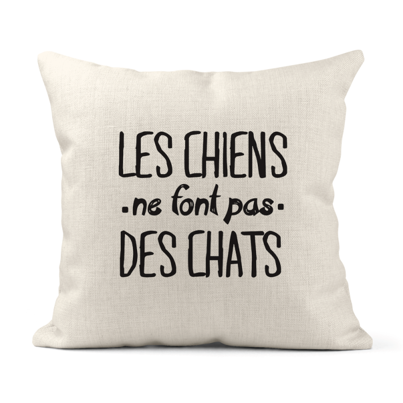 Housse de coussin - Lin - Décoration - imprimé Les chiens ne font pas des chats