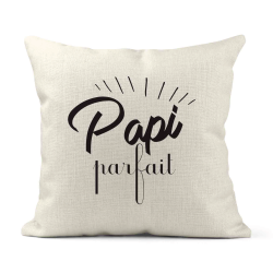 Housse de coussin - Lin - Décoration - imprimé Citation Papi parfait