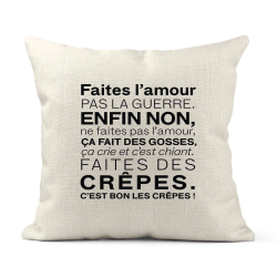 Housse de coussin - Lin - Décoration - imprimé Citation Faite l'amour enfin non ca fait des gosses