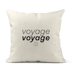 Housse de coussin - Lin - Décoration - imprimé Citation Voyage voyage