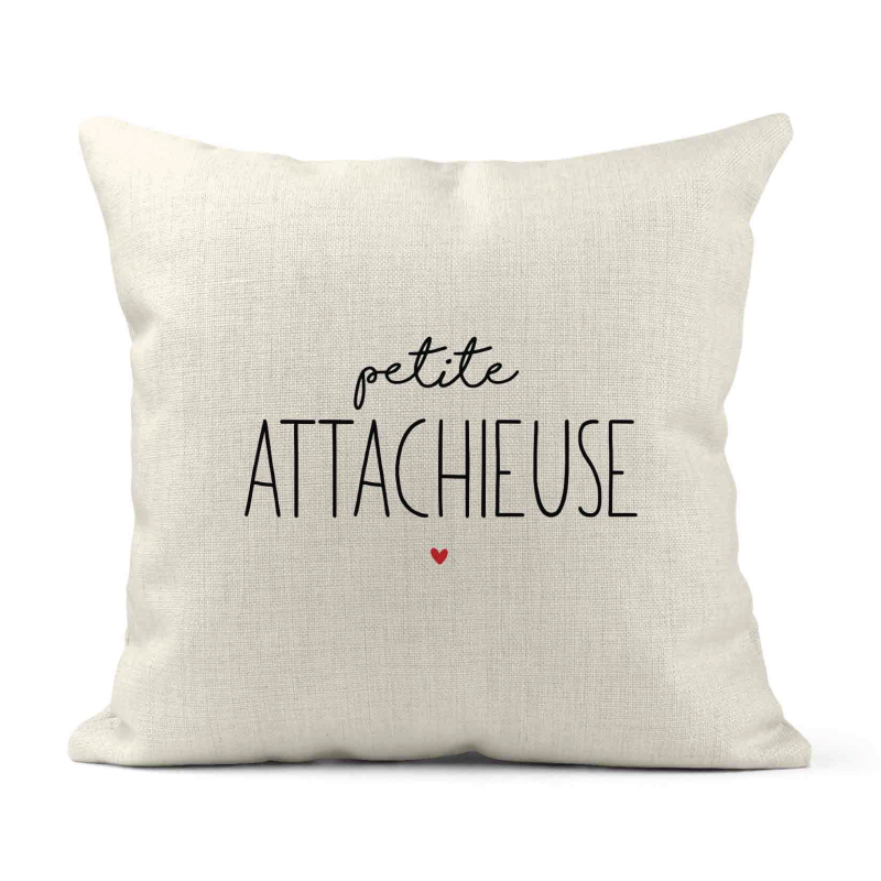 Housse de coussin - Lin - Décoration - imprimé Citation Petite attachieuse