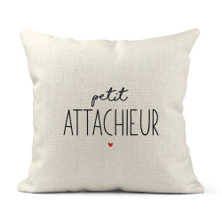 Housse de coussin - Lin - Décoration - imprimé Citation Petit attachieur