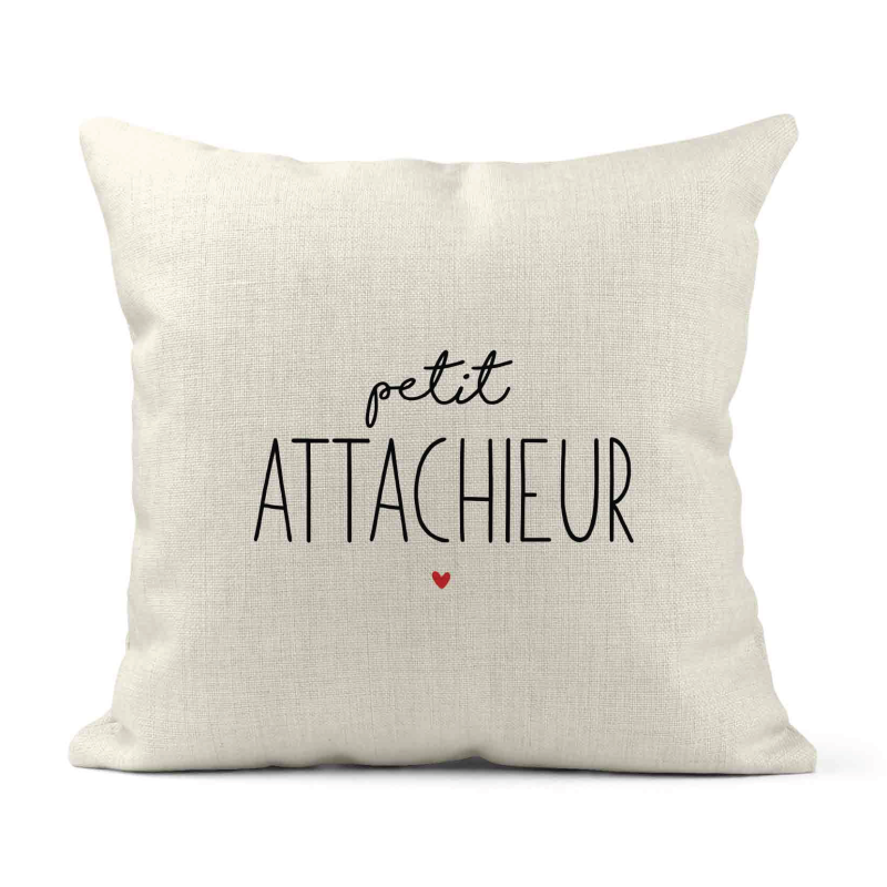 Housse de coussin - Lin - Décoration - imprimé Citation Petit attachieur