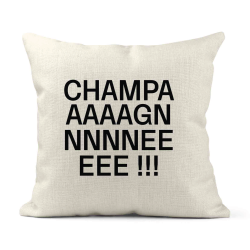 Housse de coussin - Lin - Décoration - imprimé Citation Champagne
