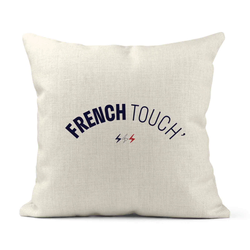 Housse de coussin - Lin - Décoration - imprimé Citation French touch
