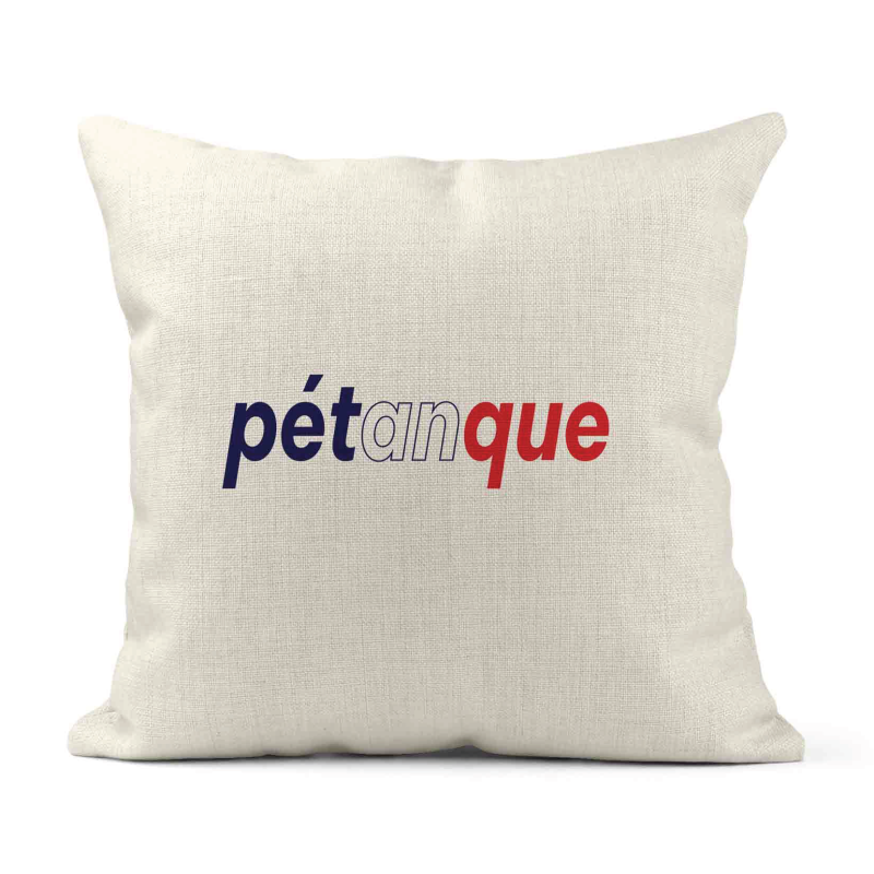 Housse de coussin - Lin - Décoration - imprimé Citation Pétanque