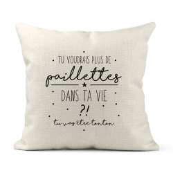 Housse de coussin - Lin - Décoration - imprimé Citation humour Tu vas être Tonton