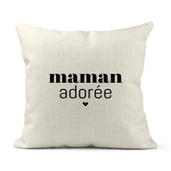 Housse de coussin - Lin - Décoration - imprimé Citation humour Maman adorée