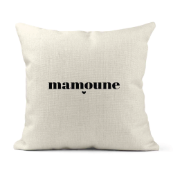 Housse de coussin - Lin - Décoration - imprimé Citation humour Mamoune