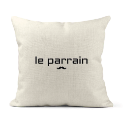Housse de coussin - Lin - Décoration - imprimé Citation humour le parrain