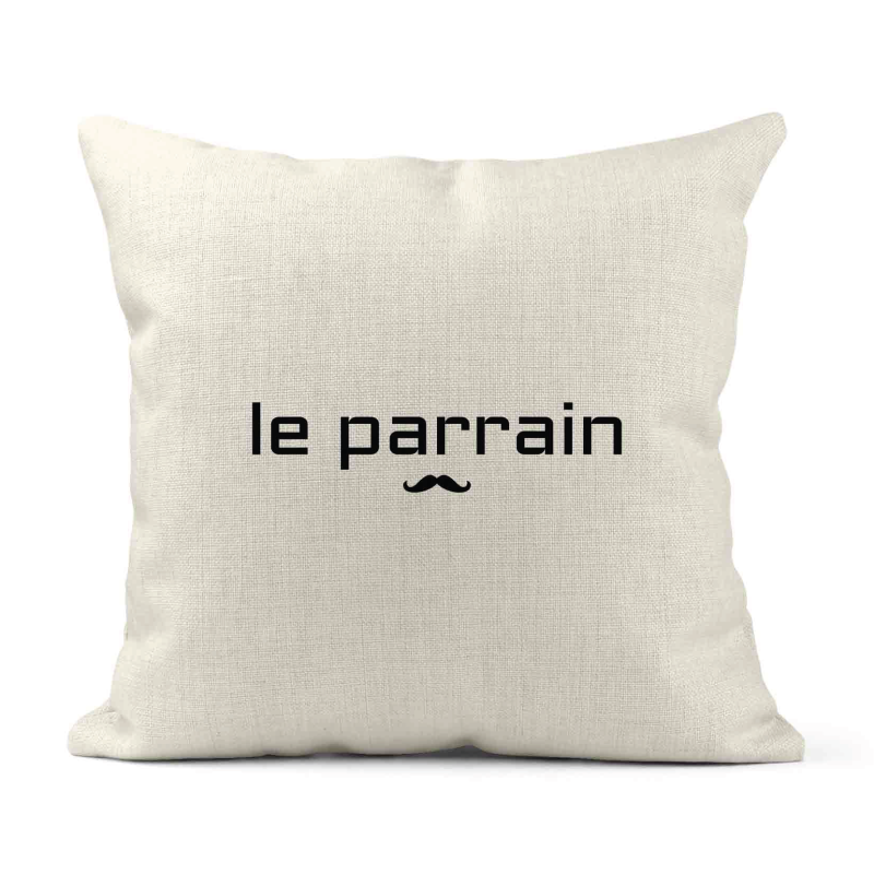 Housse de coussin - Lin - Décoration - imprimé Citation humour le parrain