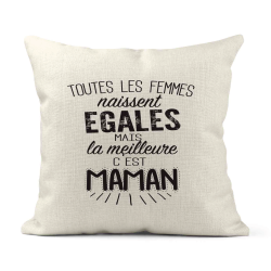 Housse de coussin - Lin - Décoration - imprimé Citation humour La meilleure c'est maman
