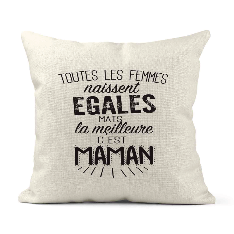 Housse de coussin - Lin - Décoration - imprimé Citation humour La meilleure c'est maman