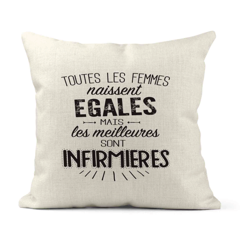 Housse de coussin - Lin - Décoration - imprimé Citation humour Les meilleures sont infirmières