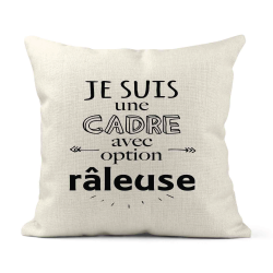 Housse de coussin - Lin - Décoration - imprimé Citation humour Cadre avec option râleuse