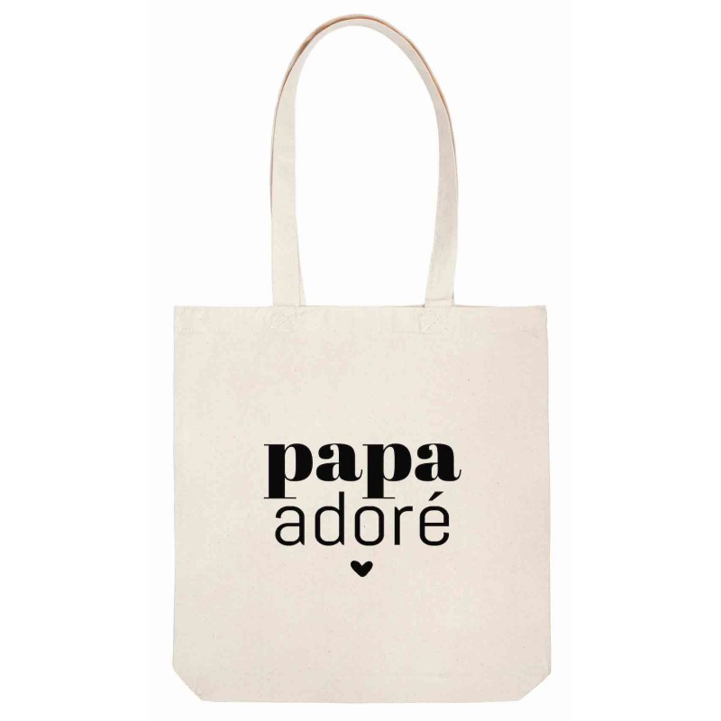 Sac tote bag - Toile Lin - Décoration - imprimé illustration papa adoré