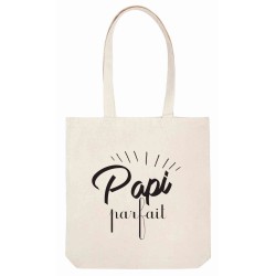 Sac tote bag - Toile Lin - Décoration - imprimé illustration Papi parfait