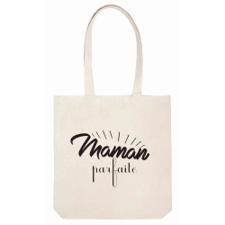 Sac tote bag - Toile Lin - Décoration - imprimé illustration Maman parfaite