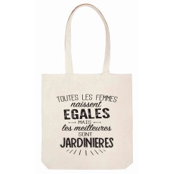 Sac tote bag - Shopping Plage - Toile couleur naturelle - Cadeau - Citation Les meilleures sont Jardinières - SACL30 - France