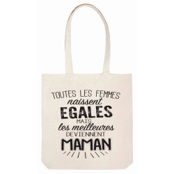 Sac tote bag - Toile Lin - Décoration - imprimé citation illustration Fête des mères Les meilleures deviennent maman