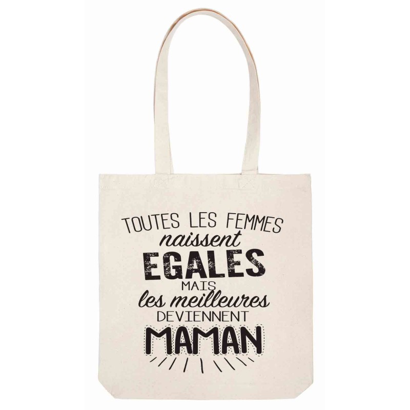 Sac tote bag - Toile Lin - Décoration - imprimé citation illustration Fête des mères Les meilleures deviennent maman