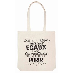 Sac tote bag - Toile Lin - Décoration - imprimé citation illustration Les meilleurs sont joueurs de poker