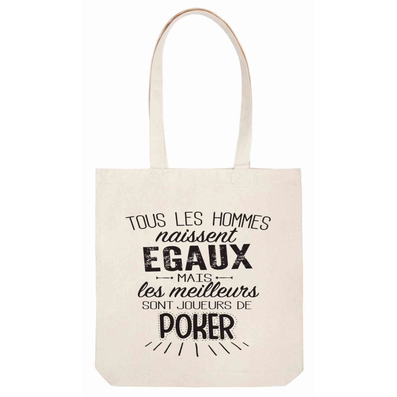 Sac tote bag - Toile Lin - Décoration - imprimé citation illustration Les meilleurs sont joueurs de poker