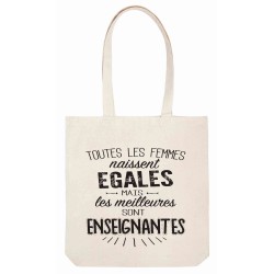 Sac tote bag - Toile Lin - Décoration - imprimé citation illustration Les meilleures sont enseignantes