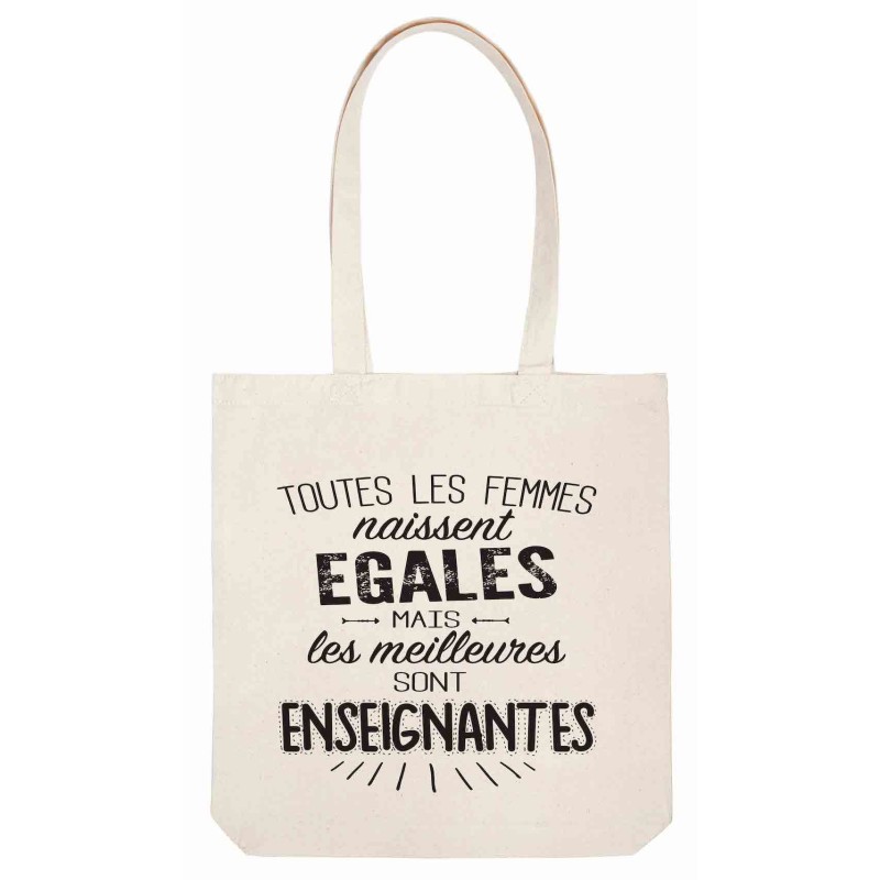 Sac tote bag - Toile Lin - Décoration - imprimé citation illustration Les meilleures sont enseignantes