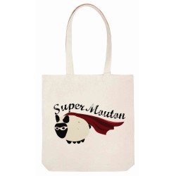 Sac tote bag - Toile Lin - Décoration - imprimé citation illustration Super mouton