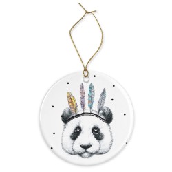 Décoration céramique - Ornement Noël sapin -  imprimé illustration Panda indien