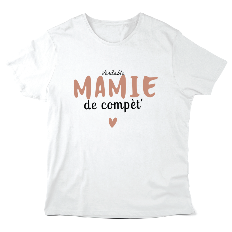 T-Shirt imprimé à message - Cadeau Fête des grands mères - Véritable mamie de compète