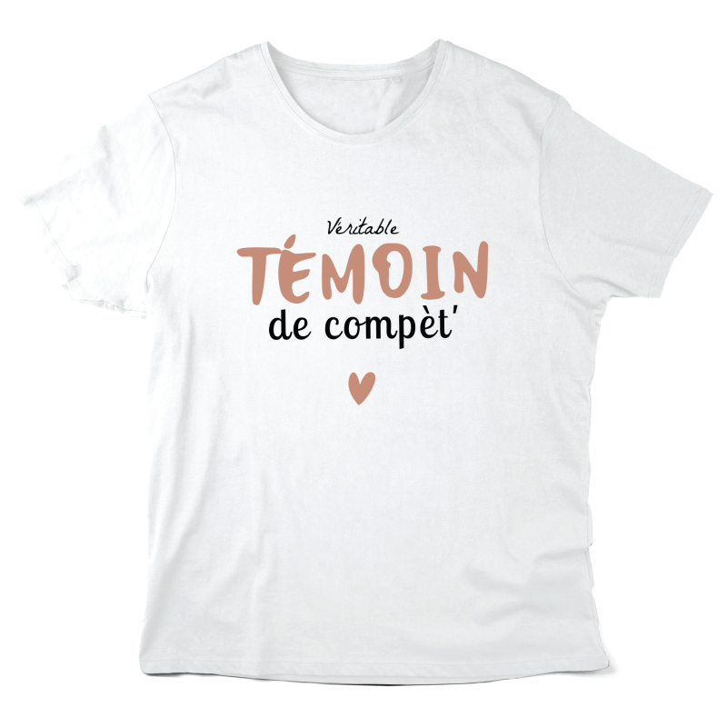 T-Shirt imprimé à message - Cadeau Mariage - Véritable témoin de compète