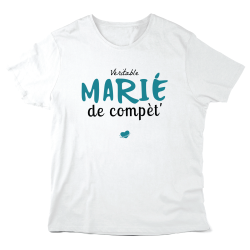 T-Shirt imprimé à message - Cadeau Mariage - Véritable marié de compète