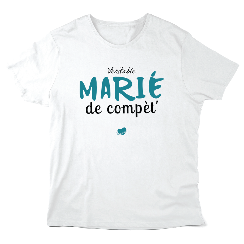 T-Shirt imprimé à message - Cadeau Mariage - Véritable marié de compète