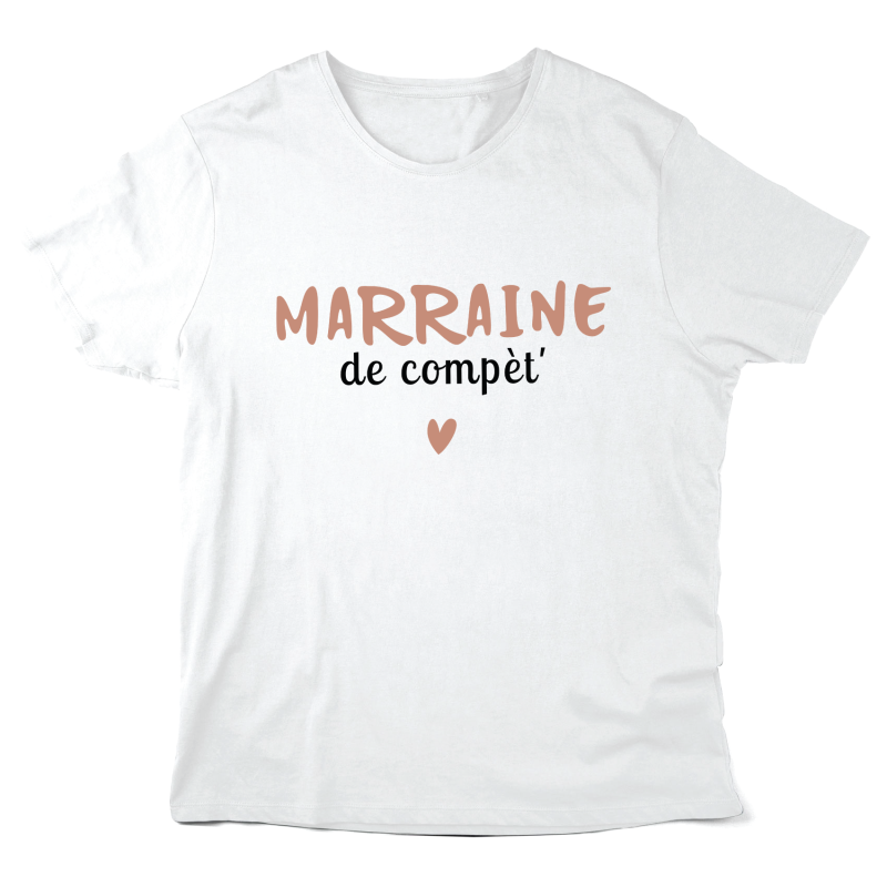 T-Shirt imprimé à message - Cadeau Baptême - Marraine de compète