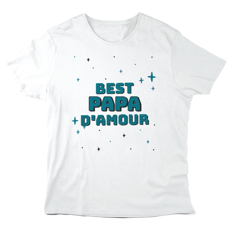 -Shirt imprimé à message - Fête des pères - Best papa d'amour
