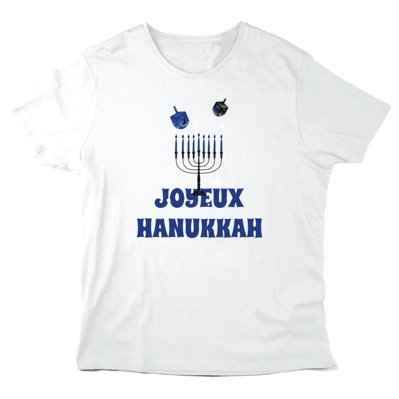 T-Shirt imprimé à message - Fête Hanoucca - Joyeux hanoukkah