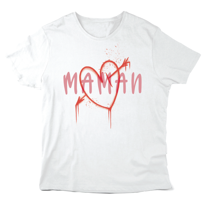 T-Shirt imprimé à message - Cadeau Fête des mères - Maman coeur