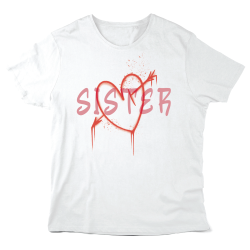 T-Shirt imprimé à message - Cadeau famille soeur - Sister coeur