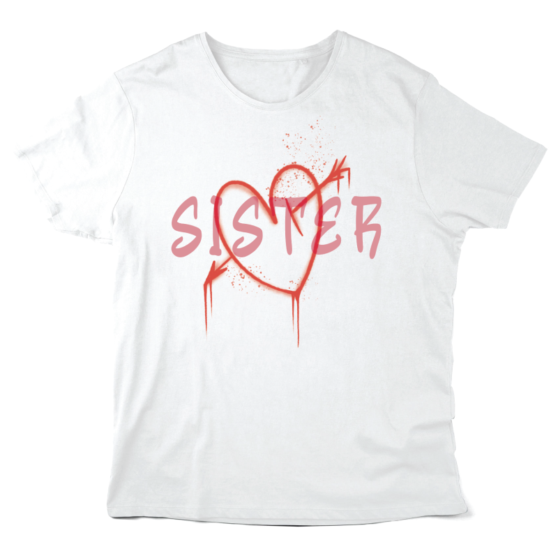 T-Shirt imprimé à message - Cadeau famille soeur - Sister coeur