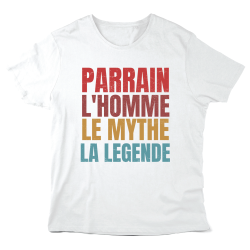 T-Shirt imprimé à message - Cadeau Baptême - Parrain l'homme le mythe la légende