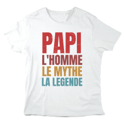 T-Shirt imprimé à message - Cadeau Fête des grands pères - Papi l'homme le mythe la légende