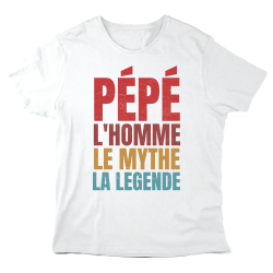 T-Shirt imprimé à message - Cadeau Fête des grands pères - Pépé l'homme le mythe la légende