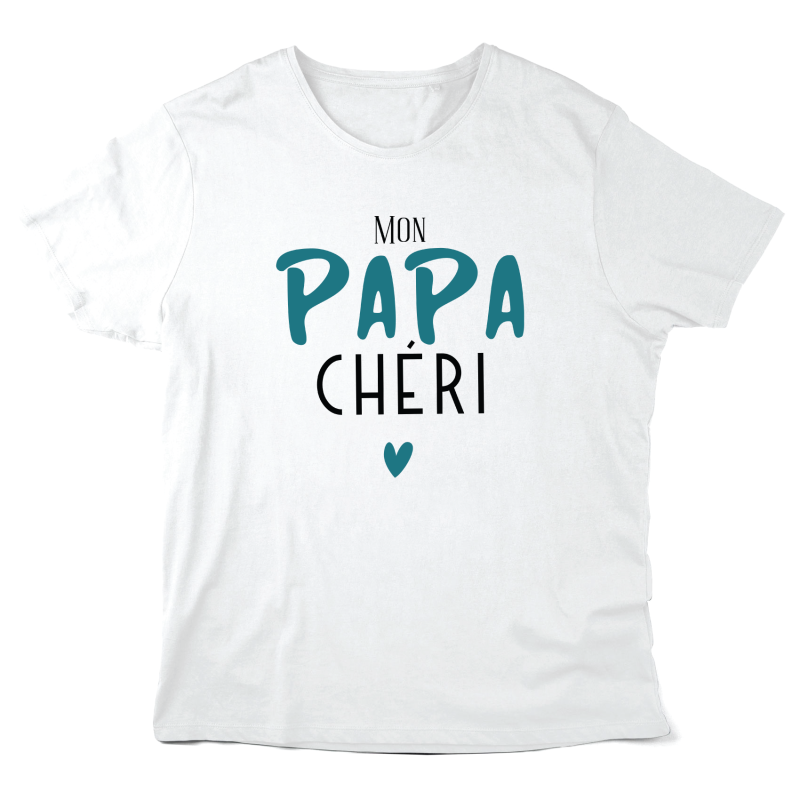 T-Shirt imprimé à message - Cadeau fête des pères - Mon papa chéri