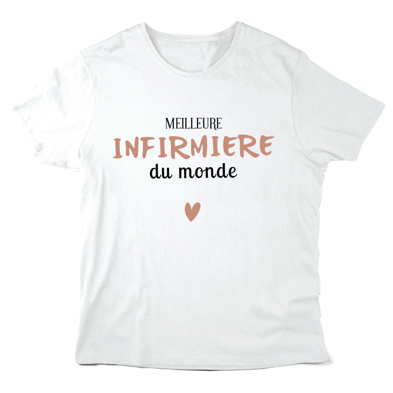 T-Shirt imprimé à message - Cadeau métiers soignants - Meilleure infirmière du monde