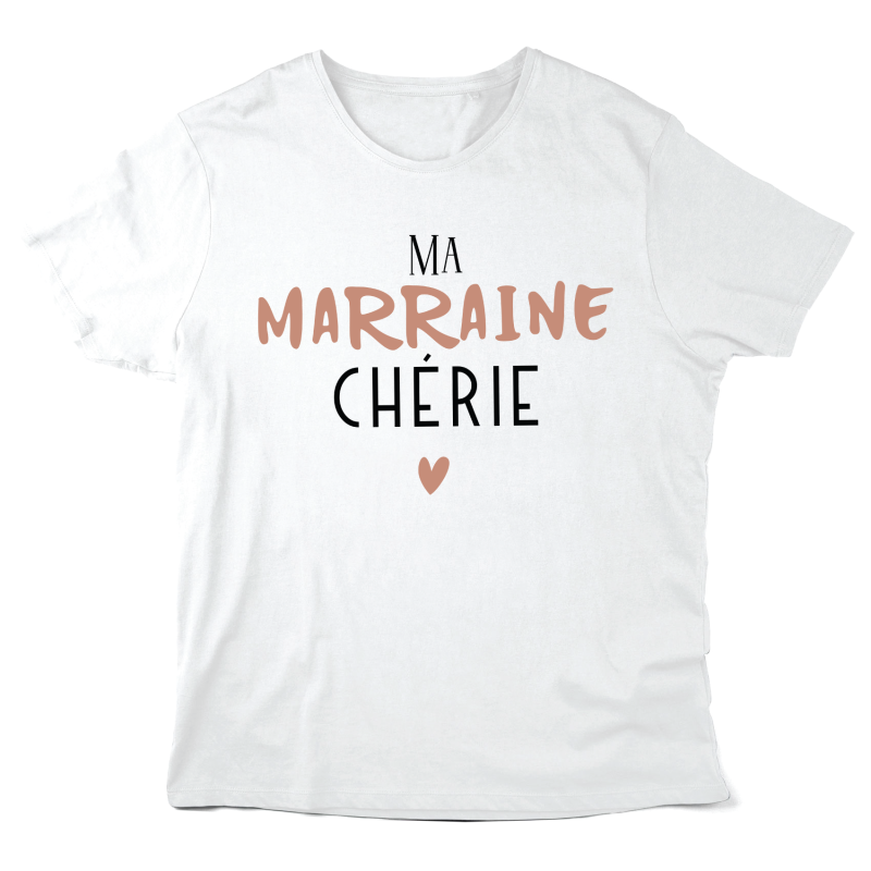 T-Shirt imprimé à message - Cadeau baptême - Ma marraine chérie