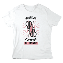 T-Shirt imprimé à message - Cadeau métiers - Meilleure coiffeuse du monde